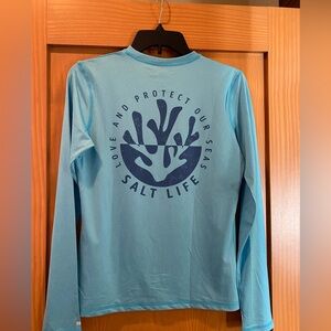 Salt Life Women’s Blue Love&Protect Our Seas SLX Drifit Performance Shirt NWT S